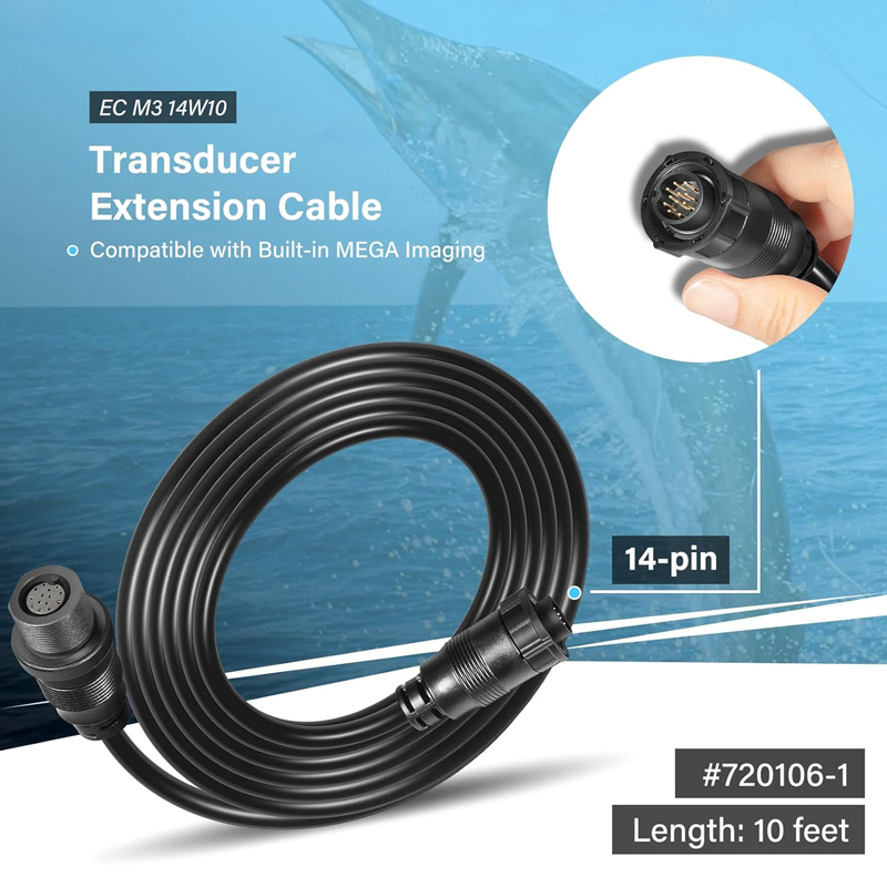 Fish Finder Transducer - สายต่อขยายทรานสดิวเซอร์ 10 ฟุต 14 พิน เหมาะสำหรับ