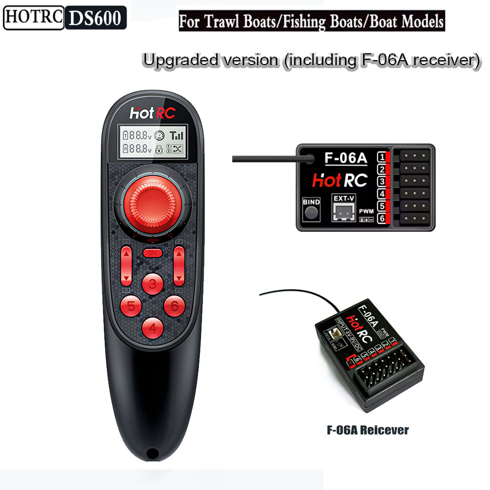 Fish Finder Battery - ระบบอัพเกรดรีโมทคอนโทรลไร้สาย HOTRC DS600 พร้อมตัวรับสัญญาณ F-06A เครื่องส่งสัญญาณวิทยุ