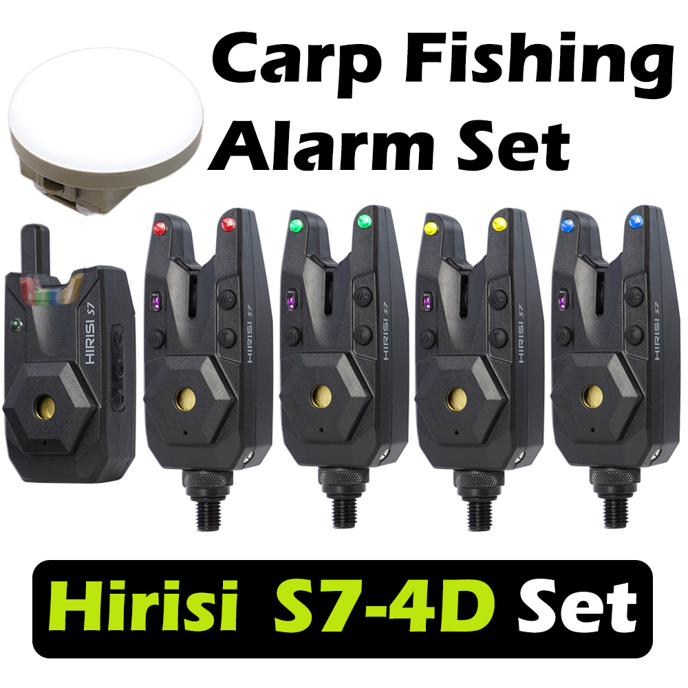 Fish Alarm - ชุดสัญญาณเตือนปลากัดแบบไร้สาย Hirisi S7-4D กันน้ำ พร้อมไฟกลางคืนสำหรับตั้งแคมป์กลางแจ้ง อุปกรณ์ตกปลา
