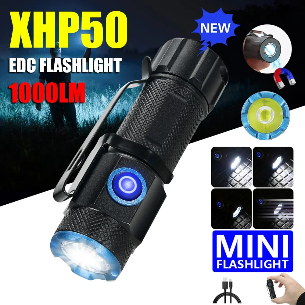 Fish Finder Battery - 20W ซุปเปอร์ไบรท์ P50 ไฟฉาย LED ขนาดเล็กแบบชาร์จไฟได้พร้อมแม่เหล็กท้าย